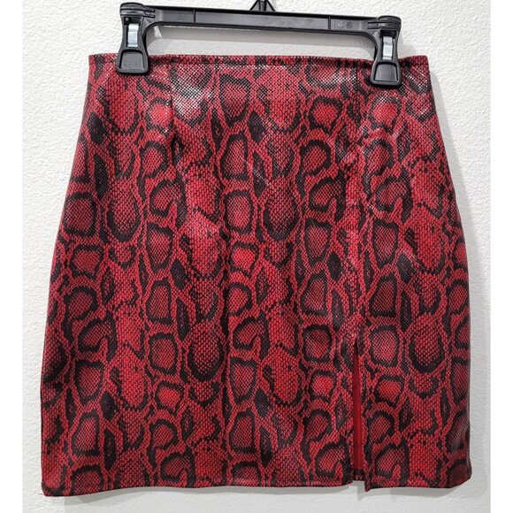 Windsor Red & Black Snake Print Mini Party Skirt with Slit Size S - Picture 1 of 8